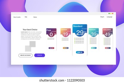 Creative vector illustration of business plans web comparison pricing table isolated on transparent background. Art design modern banner list. Abstract concept graphic websites, applications element