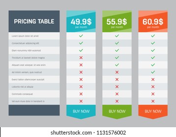 Creative vector illustration of business plans web comparison pricing table isolated on transparent background. Art design modern banner list. Abstract concept graphic websites, applications element