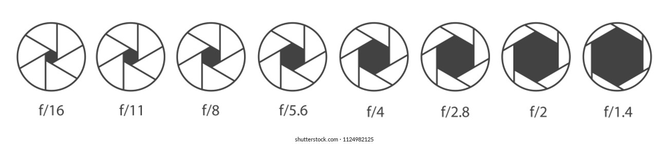 Creative vector illustration of camera shutter aperture with different iso isolated on transparent background. Art design monochrome diagrams collection. Abstract concept graphic element