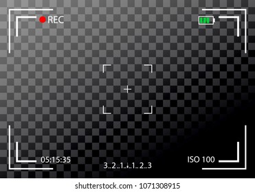 Creative vector illustration of camera viewfinder isolated on background. Art design mirorless, DSLR. Digital focus. Abstract concept graphic element screen photo frame. Exposure settings