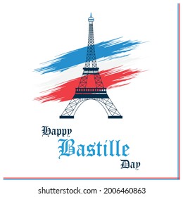 Creative vector Illustration, Card, Banner, Happy Bastille Day, French National Day