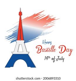 Creative vector Illustration, Card, Banner, Happy Bastille Day, French National Day