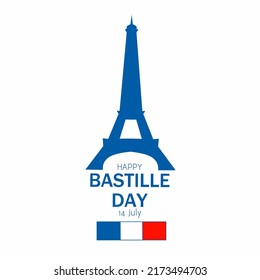 Creative vector Illustration, Card, Banner Or Poster For The French National Day. Happy Bastille Day on white background. 