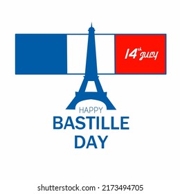 Creative vector Illustration, Card, Banner Or Poster For The French National Day. Happy Bastille Day on white background. 