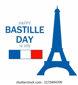 Creative vector Illustration, Card, Banner Or Poster For The French National Day. Happy Bastille Day on white background. 