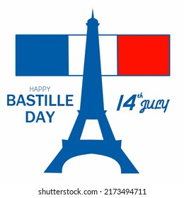 Creative vector Illustration, Card, Banner Or Poster For The French National Day. Happy Bastille Day on white background. 