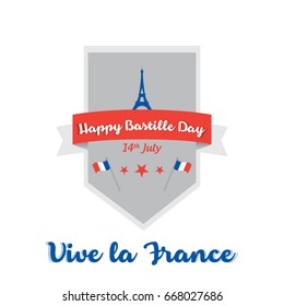 Creative Vector illustration, card, banner or poster for the French National Day.Happy Bastille Day greetings card design. 14th july independence day vive la france.