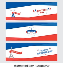 Creative Vector illustration, card, banner or poster for the French National Day. Happy Bastille Day greetings card design. 14th july independence day vive la france.