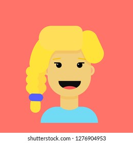 Creative vector illustration of a cartoon happy blonde girl.