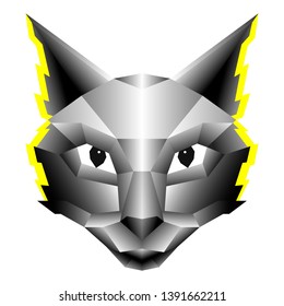 Creative vector illustration of cats face in front in low poly style.
