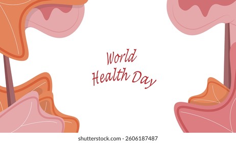 Creative vector illustration celebrating World Health Day with an elegant autumn-themed background featuring organic leaf shapes in warm earthy tones.