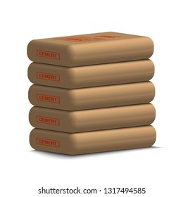 Creative vector illustration of cement bags, paper sacks isolated on transparent background. Art design template. Abstract concept graphic element