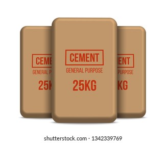 Creative vector illustration of cement bags, paper sacks isolated on transparent background. Art design template. Abstract concept graphic element