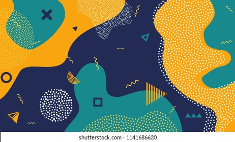 Creative vector illustration of children cartoon color splash background. Art design trendy 80s-90s memphis style. Geometric line shape pattern. Abstract concept graphic playground banner element