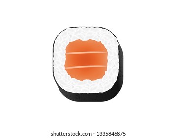 Creative vector illustration of chopsticks holding sushi salmon pieces roll isolated on transparent background. Art design snack template. Abstract concept restaurant, bar, shop menu graphic element