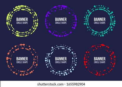 Creative vector illustration of circle halftone, dot banner isolated on background. Art design circle dots frame template. Abstract concept graphic half tone polka style, round pattern element
