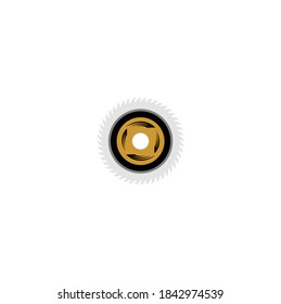 Ilustración vectorial creativa de la hoja de siembra circular para madera, trabajo metálico con incendios de metal soldadura aislados en fondo blanco