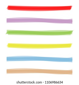 Creative vector illustration of color highlight stripes isolated on background. Markers drawn brushes line. Stroke art design. Abstract concept graphic element