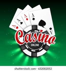 creative vector Illustration of colorful casino chips with playing card symbols.