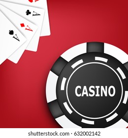 creative vector Illustration of colorful casino chips with playing card symbols.