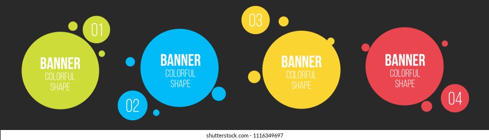 Creative vector illustration of colorful circle text boxes set isolated on background. Overlay colors shape round banners art design. Fun label form. Paper style spot. Abstract concept graphic