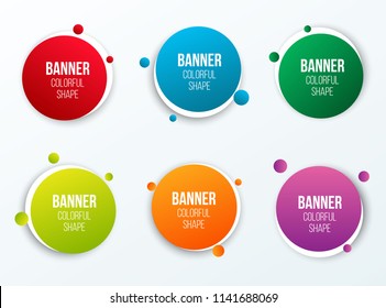 Creative vector illustration of colorful circle text boxes set isolated on background. Overlay colors shape round banners art design. Fun label form. Paper style spot. Abstract concept graphic