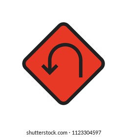 creative vector illustration colorful flat line  transportation u turn sign icon design