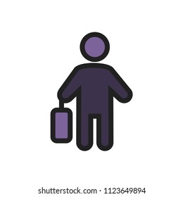 creative vector illustration colorful flat line people Walking with briefcase icon design