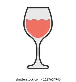 creative vector illustration colorful flat line kitchen Wine glass icon design