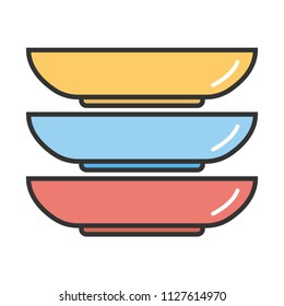 creative vector illustration colorful flat line kitchen Plate icon design