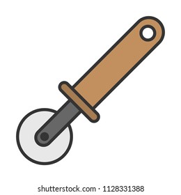 creative vector illustration colorful flat line Kitchen Pizza cutter icon design