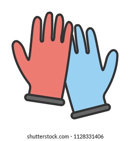 creative vector illustration colorful flat line Kitchen Gloves icon design