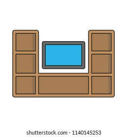 creative vector illustration colorful flat line Furniture TV Unit icon design