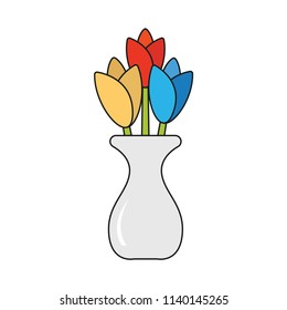 creative vector illustration colorful flat line Furniture flower pot icon design