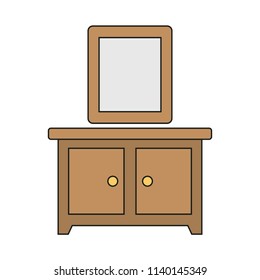 creative vector illustration colorful flat line Furniture Dressing table with mirror icon design