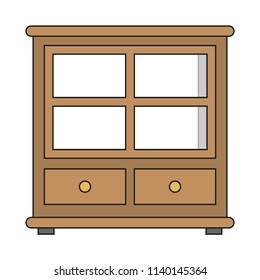 creative vector illustration colorful flat line Furniture Glass cupboard icon design