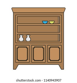 creative vector illustration colorful flat line Furniture Decorative Kitchen cupboard icon design
