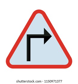 creative vector illustration colorful flat line Traffic Sign Sharp right turn icon design