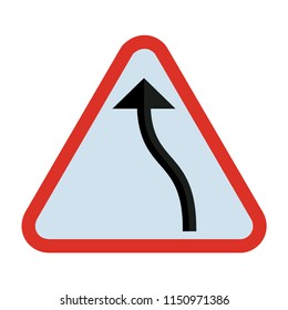 creative vector illustration colorful flat line Traffic Sign left bend icon design