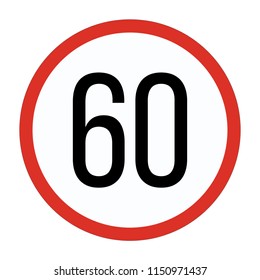 creative vector illustration colorful flat line Traffic Sign Speed limit 60 icon design