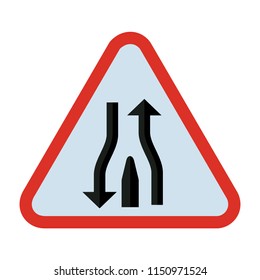 creative vector illustration colorful flat line Traffic Sign Single lane ahead icon design