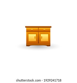ilustración vectorial creativa colorida línea plana Mobiliario Decorativo Mesa moderna con diseño de icono de gabinete