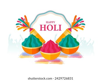 Creative Vector Illustration of Colorful Gulal for Happy Holi Festival of Colors