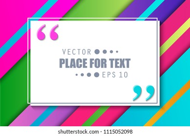 Creative vector illustration of colorful material design style quote bubbles background. Art design template trendy web, banner presentation, flyers, business brochure, poster, magazine articles text
