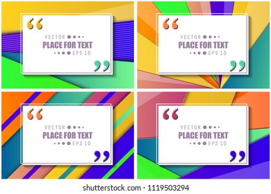 Creative vector illustration of colorful material design style quote bubbles background. Art design template trendy web, banner presentation, flyers, business brochure, poster, magazine articles text