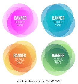 Creative vector illustration of colorful round banners. Overlay colors shape art design. Fun label form. Paper style spots. Abstract concept graphic tag element for advertisements or printing