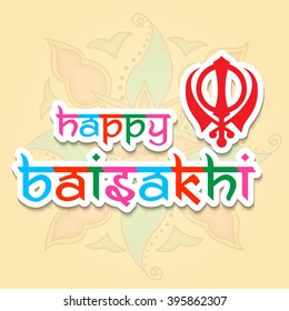 Creative vector illustration of a colorful text background for Happy Baisakhi.