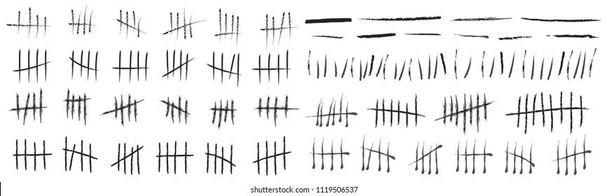 Creative vector illustration of counting waiting tally number marks isolated on background. Crossed out line art design. Abstract concept graphic element