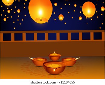 Creative Vector Illustration of crackers, fireworks for Diwali festival 