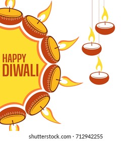 Creative Vector Illustration of crackers, fireworks for Diwali festival 